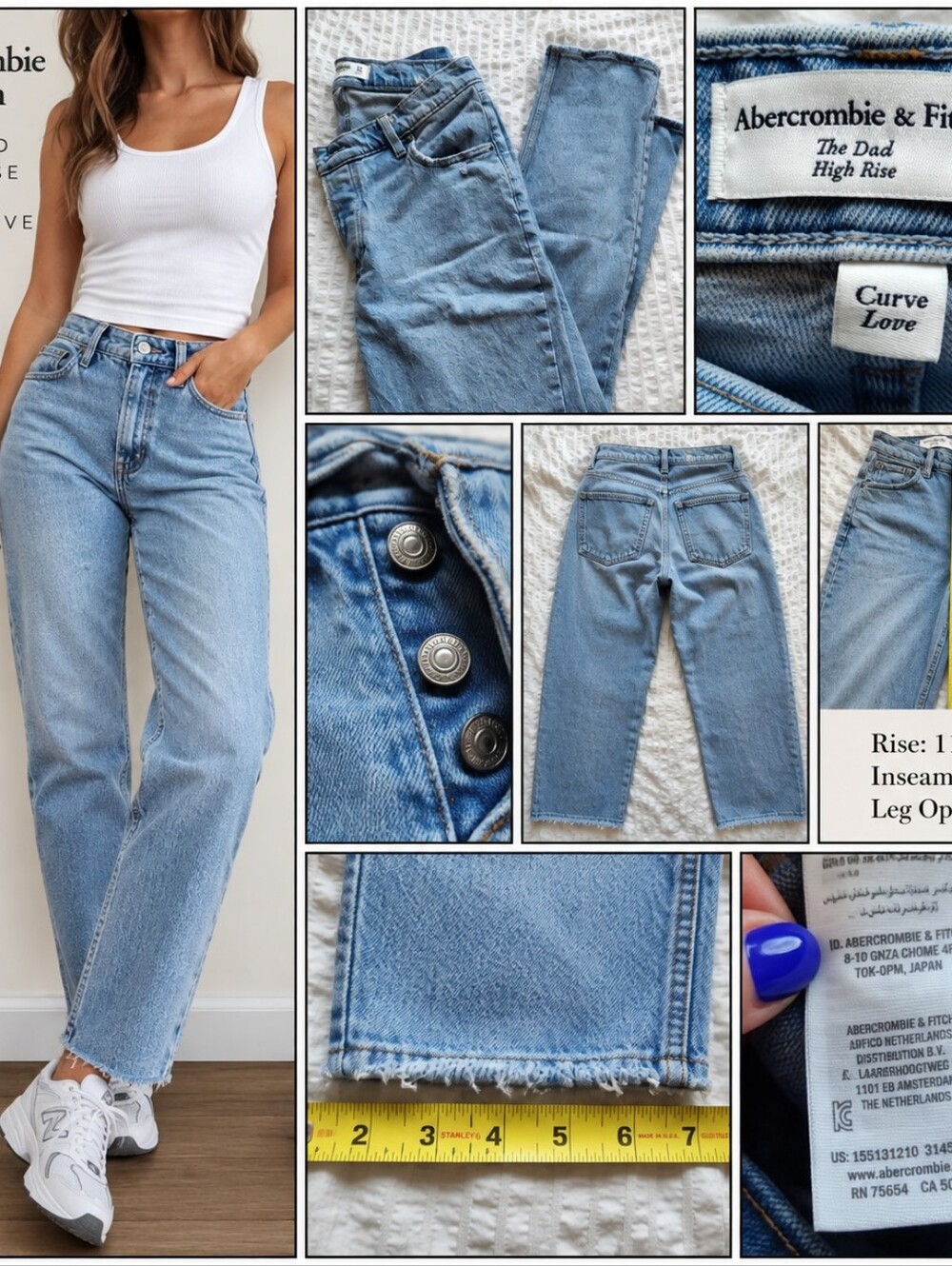 Abercrombie Curve "Love Dad" High Rise Jeans Light Wash 24